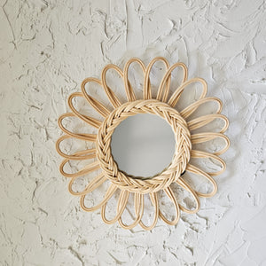 Rattan Daisy Mirror