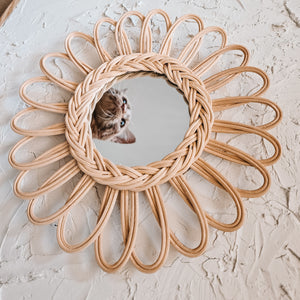 Rattan Daisy Mirror