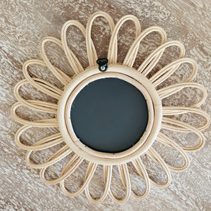 Rattan Daisy Mirror