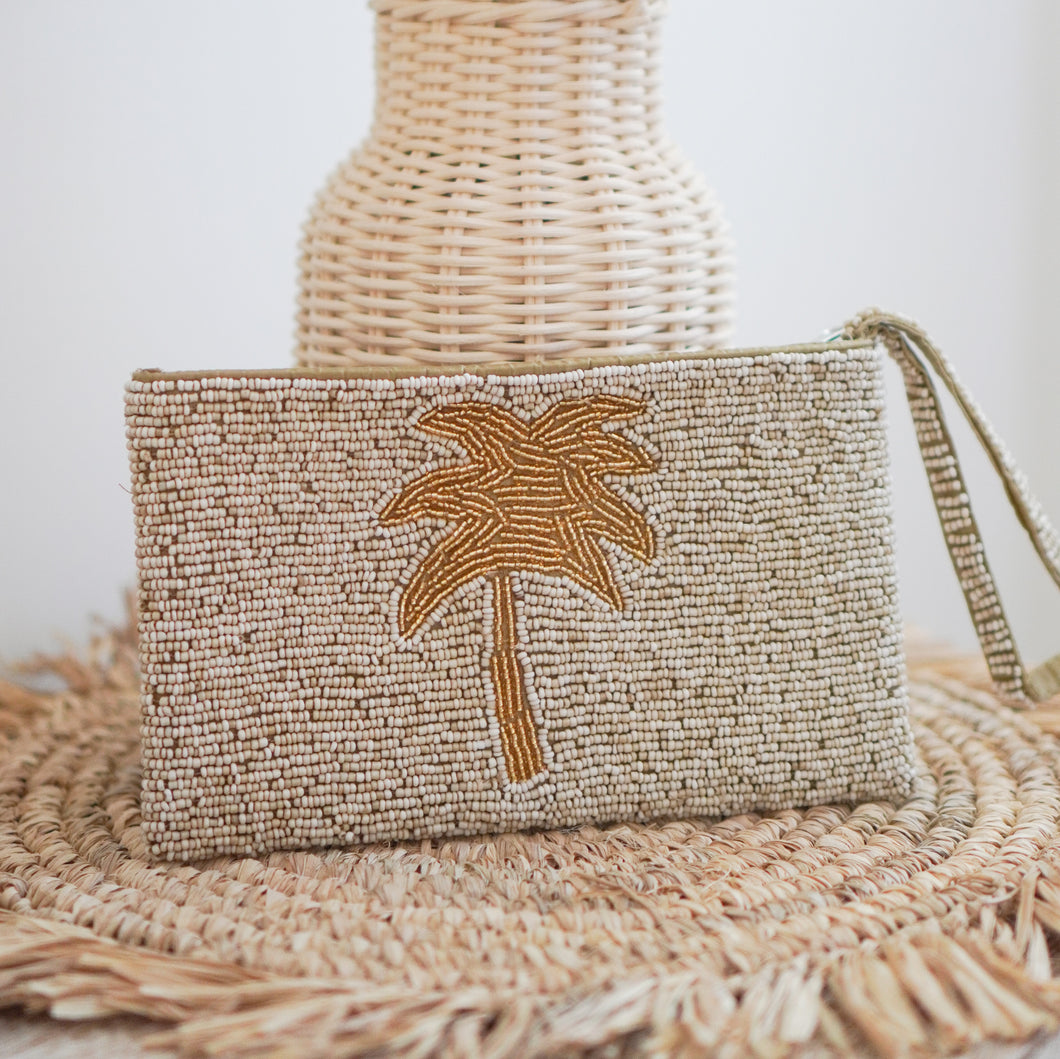 Hand-beaded Palm Tree Coin Purse