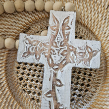 Load image into Gallery viewer, Carved Wooden Cross Wall Decor
