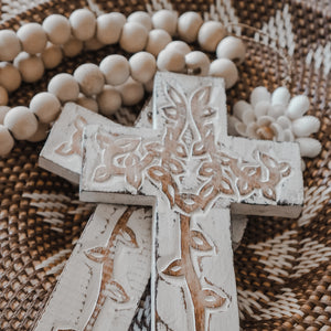 Carved Wooden Cross Wall Decor