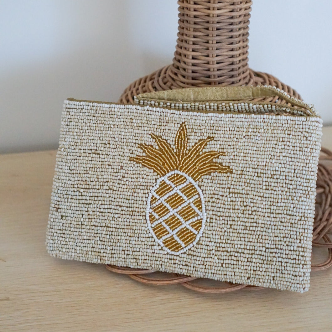 Hand beaded Pineapple Coin Purse SUMMER SAGE